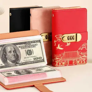 Large capacity 100-page 3-ring binder cash and photo storage book with password lock-heavy plastic cover, binding system suitable for money, stamps and photo albums-office use, financial record notebook Savings Binder