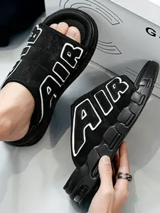 6 Colors Trendy Air Cushion Slides Slippers, Patchwork Design With Chunky Full-Length Air Cushion Sole, Durable Non-Slip Design, Perfect For  Retro Street Style, Casual Streetwear