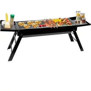 Travel-Friendly 23" Charcoal Grill – Heavy-Duty Foldable BBQ with Expandable Design & Tongs for Backyard, Camping & Outdoor Cooking