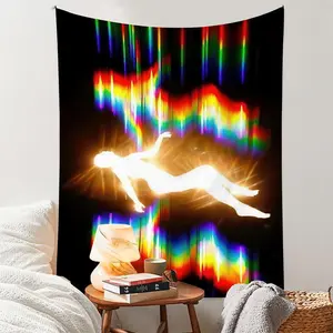 Rainbow Spectrum Silhouette Art Wall Hanging Tapestry, Boho Style Wall Decor, Wall Hanging Decor for Home Living Room Bedroom Dorm Room