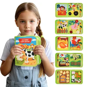 A children's 3D pop-up book, green farm story felt busy book, family outdoor interactive learning game, animal & vegetable shape recognition educational tool, Preschool Learning Tool