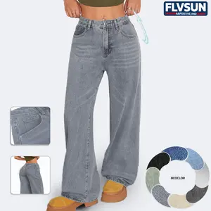 Flvsun-Women's Wide-Leg Jeans Comfortable Casual Ultra Loose Bottoms Womenswear