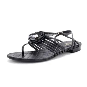 Pre-owned Chanel Women's Camellia T-Strap Sandals Leather by Rebag