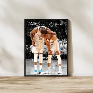 Kevin Durant & Russell Westbrook Poster Oklahoma City Thunder Man Cave Art. NO FRAMED