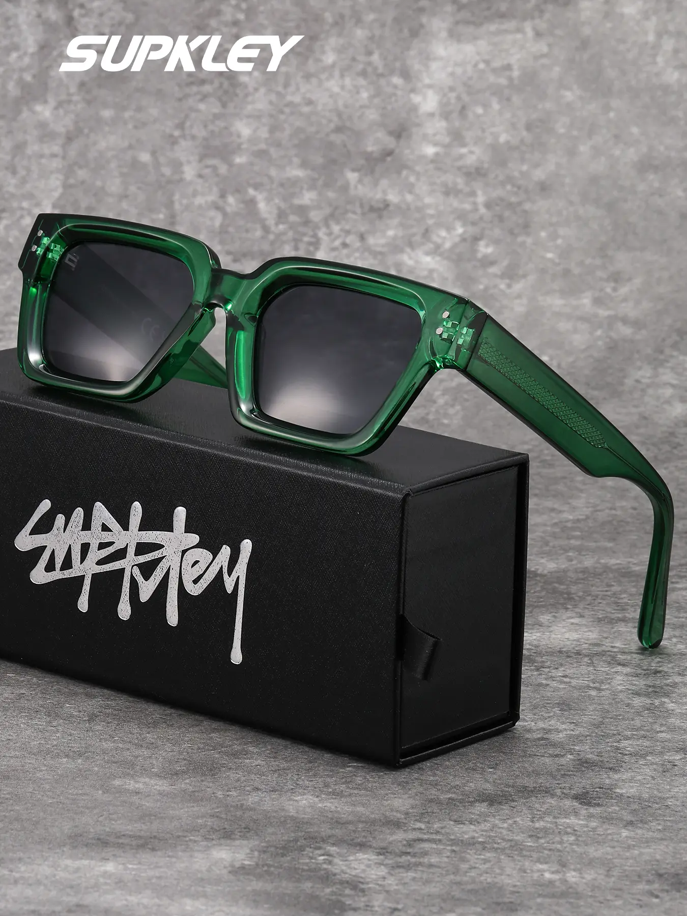 Polarized Sunglasses UV400 Classic Square Frame Polycarbonate TAC Lenses ZENOTTIC Trendy Square Polarized Sunglasses - TR90 Full Rim  main image 4