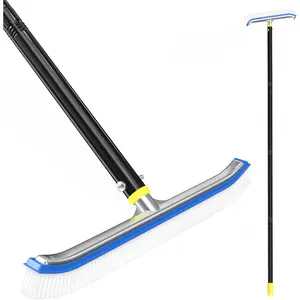 18" Swimming Pool Brush with 6FT Adjustable Stainless Steel Pole Nylon Bristle Head for Cleaning Pool Wall Tile Ponds Floor Step