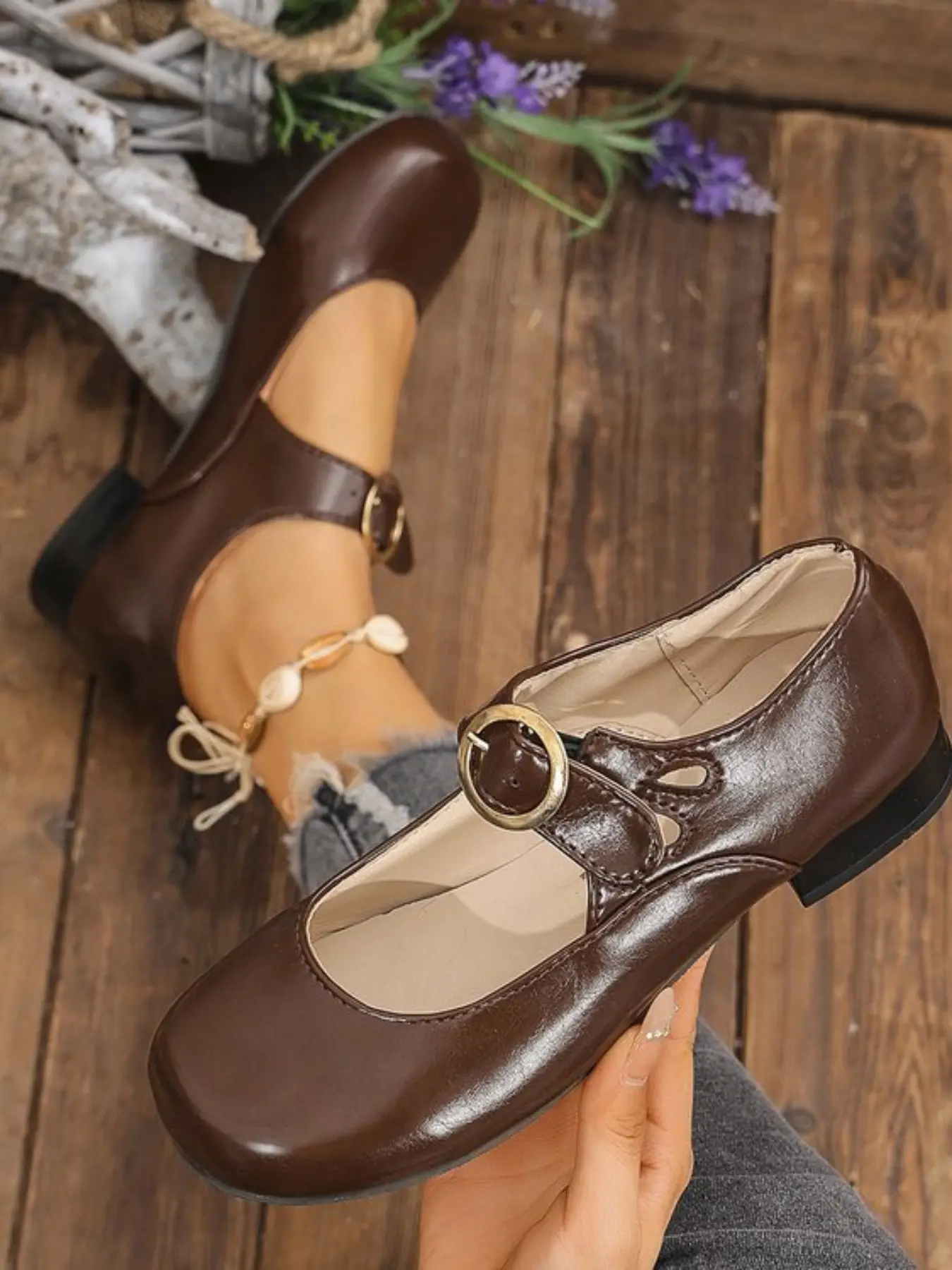 Women's Fashion Vintage Mary Jane Shoes, Metal Ring Buckle, Hollow Out Design, Low Heel, Sweet Girl Style, Perfect for Jeans and Dresses - TikTok Shop Women's Fashion Vintage Mary Jane Shoes, Metal Ring Buckle, Hollow Out Design, Low Heel, Sweet Girl Style, Perfect for Jeans and Dresses - TikTok Shop