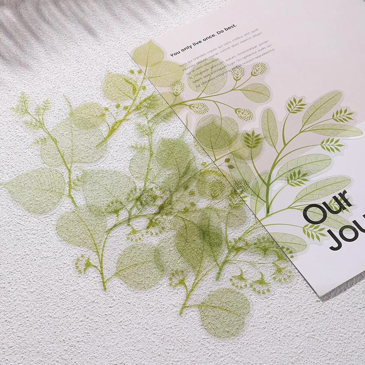 10pcs/pack Leaf Vein Design Sticker, Decorative Stickers for Scrapbooking Journal Stationery Photo Album & Notebooks