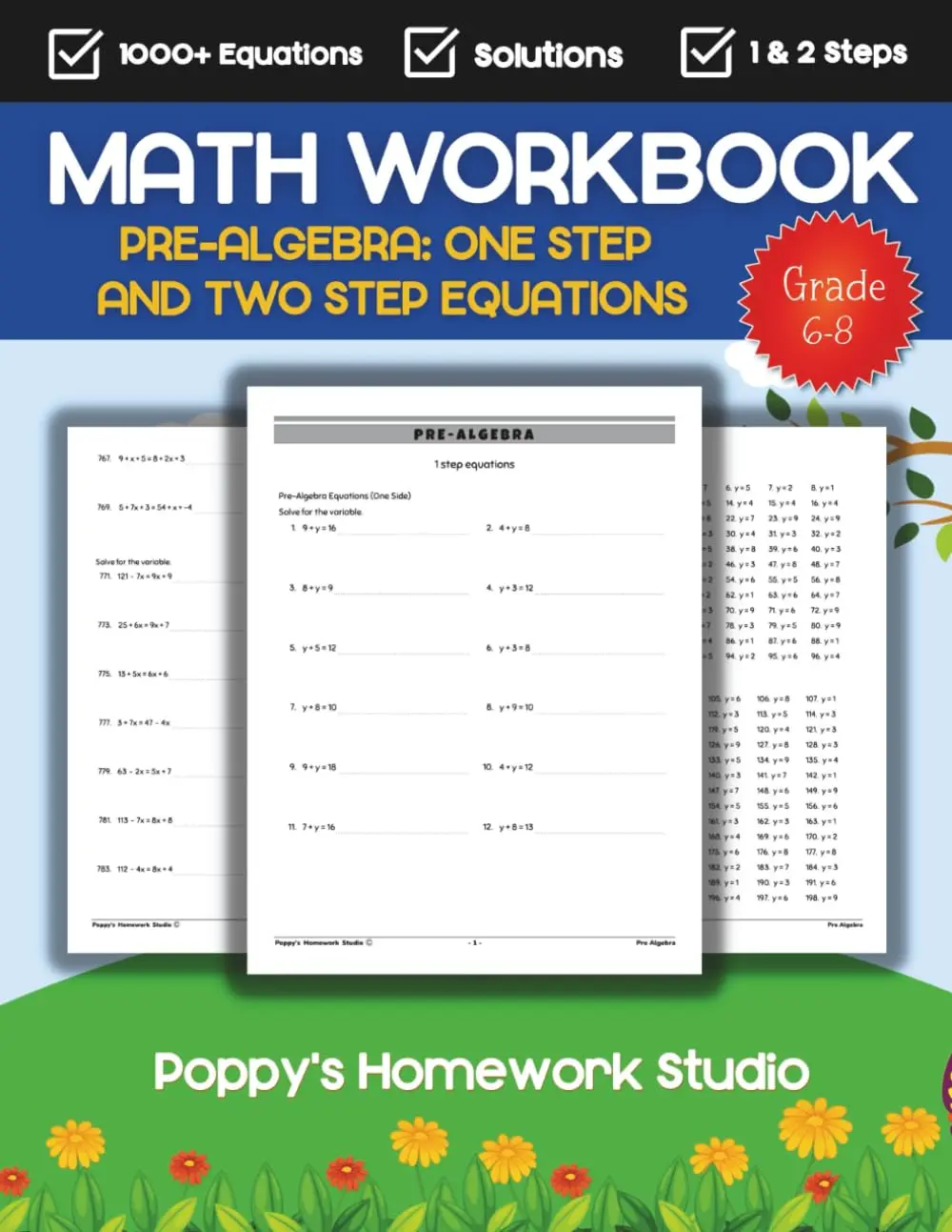Pre Algebra Workbook Grade 6 7 And 8 (One And Two Step Equations) For Ages 11-14Years Old: Math Worksheets For Sixth, Seventh & Eight Grade (OVER ... (5th, 6th& 7th Grade Educational Resources)