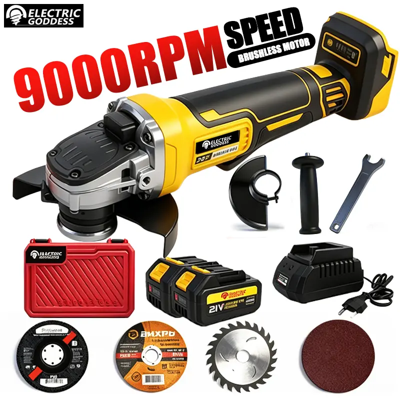 18V Cordless Brushless Angle Grinder, 800W Heavy-Duty Power Tool Compatible with Makita 21V 8-Pin Battery for Cutting, Grinding, Polishing – Ideal for Auto Repair, Home Improvement Projects
