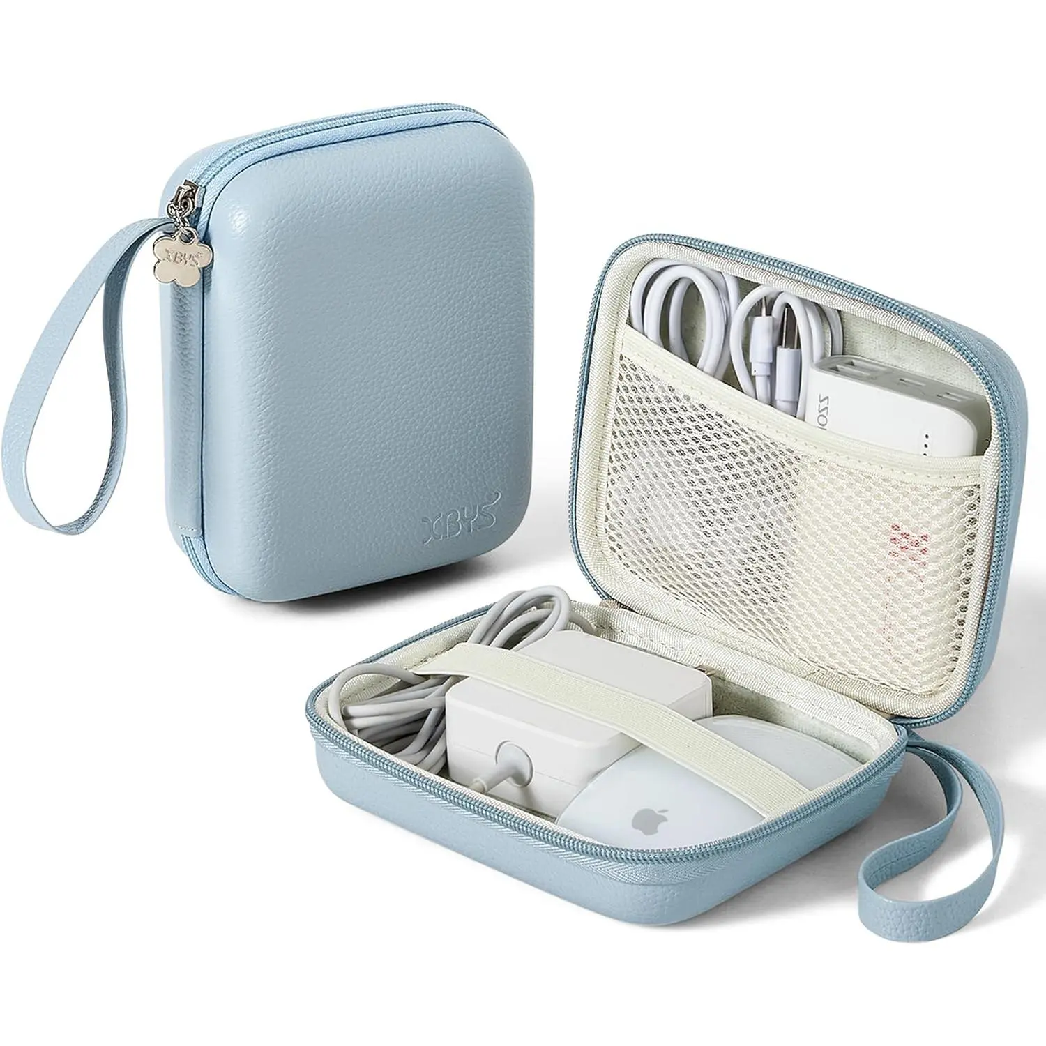 Charger Case for Macbook, Portable Tech Electronic Organizer Bag, Large Travel Storage Pouch for Laptop Accessories, MacBook Power Adapter, Magic Mouse, Charging Cords, Power Bank (Blue, L)