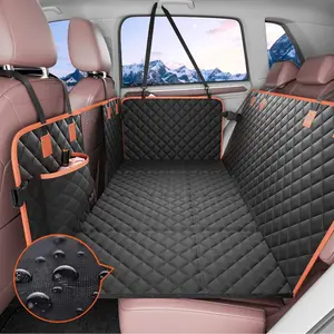 VEVOR Back Seat Extender for Dogs, Dog Hammock for Car Back seat, Dog Car Seat Cover with Hard Bottom Dog Car Seat Bed 51.2x27.6, Supports 350lb with Mesh Window and Storage Pocket for Car, SUV, Truck