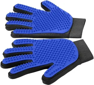 Upgrade Efficient Pet Hair Remover Gloves - Gentle Shedding Brushes for Dogs, Cats & Horses with Long and Short Hair - 1 Pair (Blue) Deshedding Tool