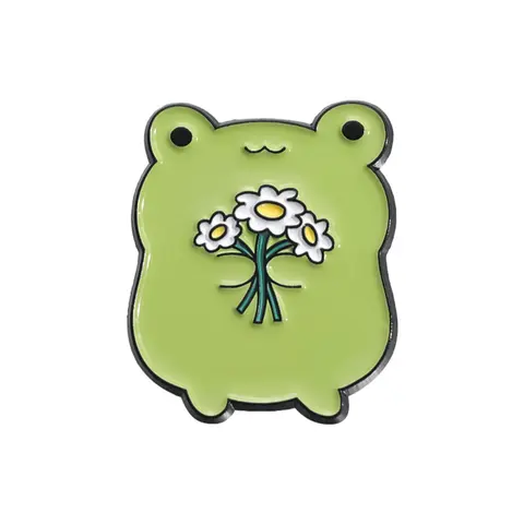 Cute Cartoon Frog Design Alloy Brooch Pin, Flower Brooch, Bouquet Daisy Pin, Cute Animal Badge, Fashion Accessories for Daily Decoration, Suitable for Backpacks, Jeans, Scarves, Hats Decoration, Jewelry