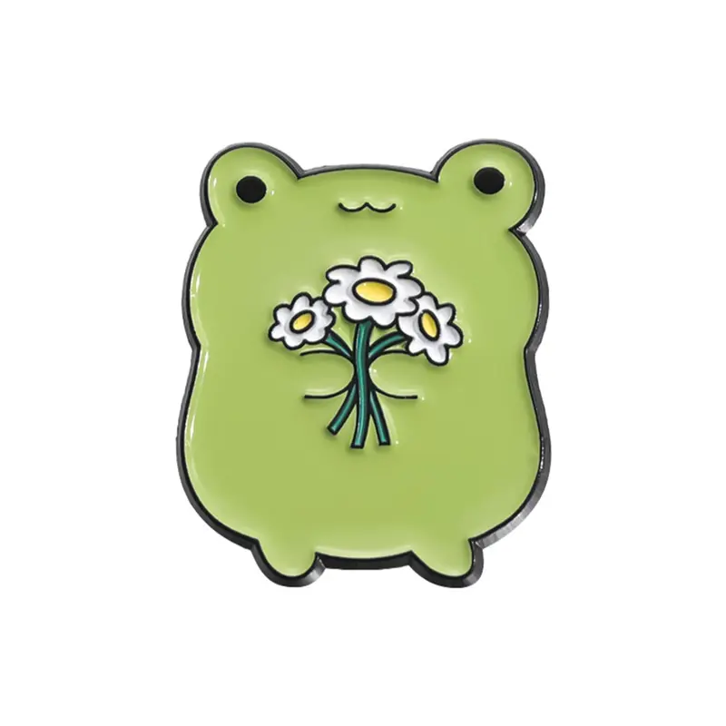 Cute Cartoon Frog Design Alloy Brooch Pin, Flower Brooch, Bouquet Daisy Pin, Cute Animal Badge, Fashion Accessories for Daily Decoration, Suitable for Backpacks, Jeans, Scarves, Hats Decoration, Jewelry