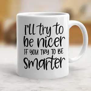 Funny Mug I'll Try To Be Nicer If You Try To Be Smarter Coffee Mug - scs11132