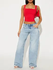 Still Going Strong Baggy Wide Leg Jeans - Light Wash