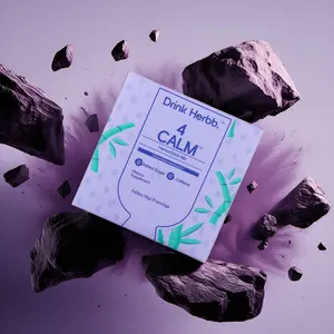 Drink Herbb 4 Calm  Stress Response Support Herbal Drink Mix - Reishi Mushroom, Ginseng, Rooibos Tea & GABA for Daily Mood & Sleep Management - 9 Servings