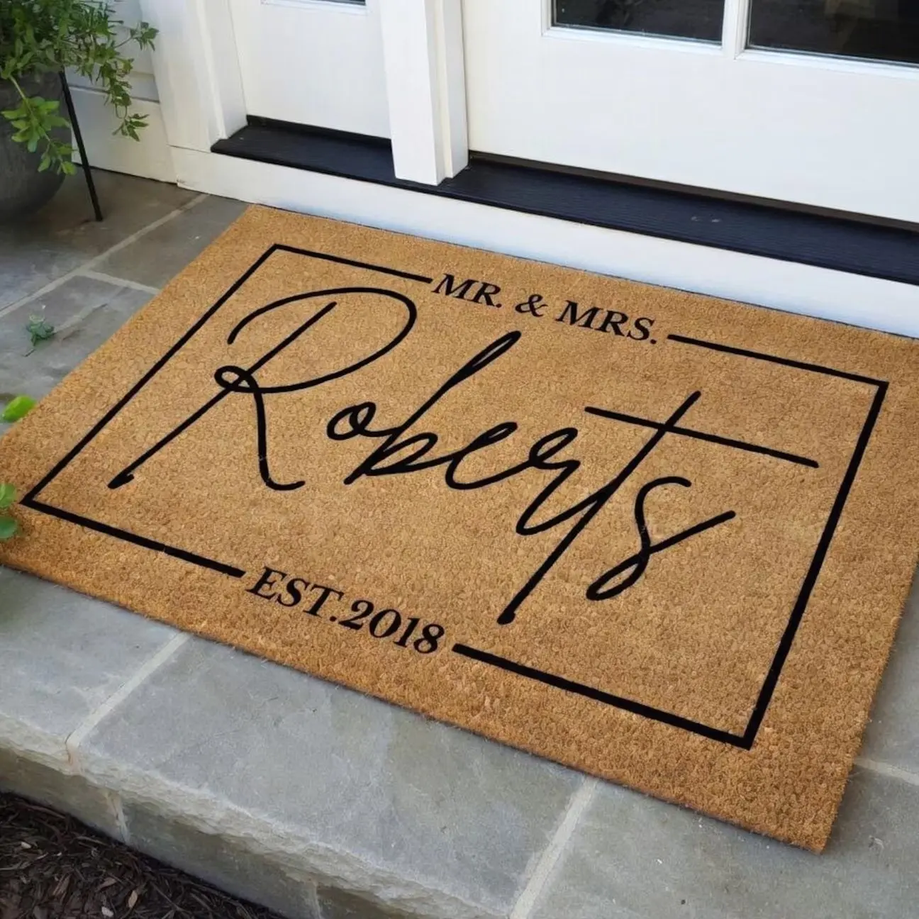 Mr. and Mrs. Doormat, Personalized Wedding Gift, Last Name Doormat, Established Doormat, Family Name Door Mat, Personalized Gift for Couple