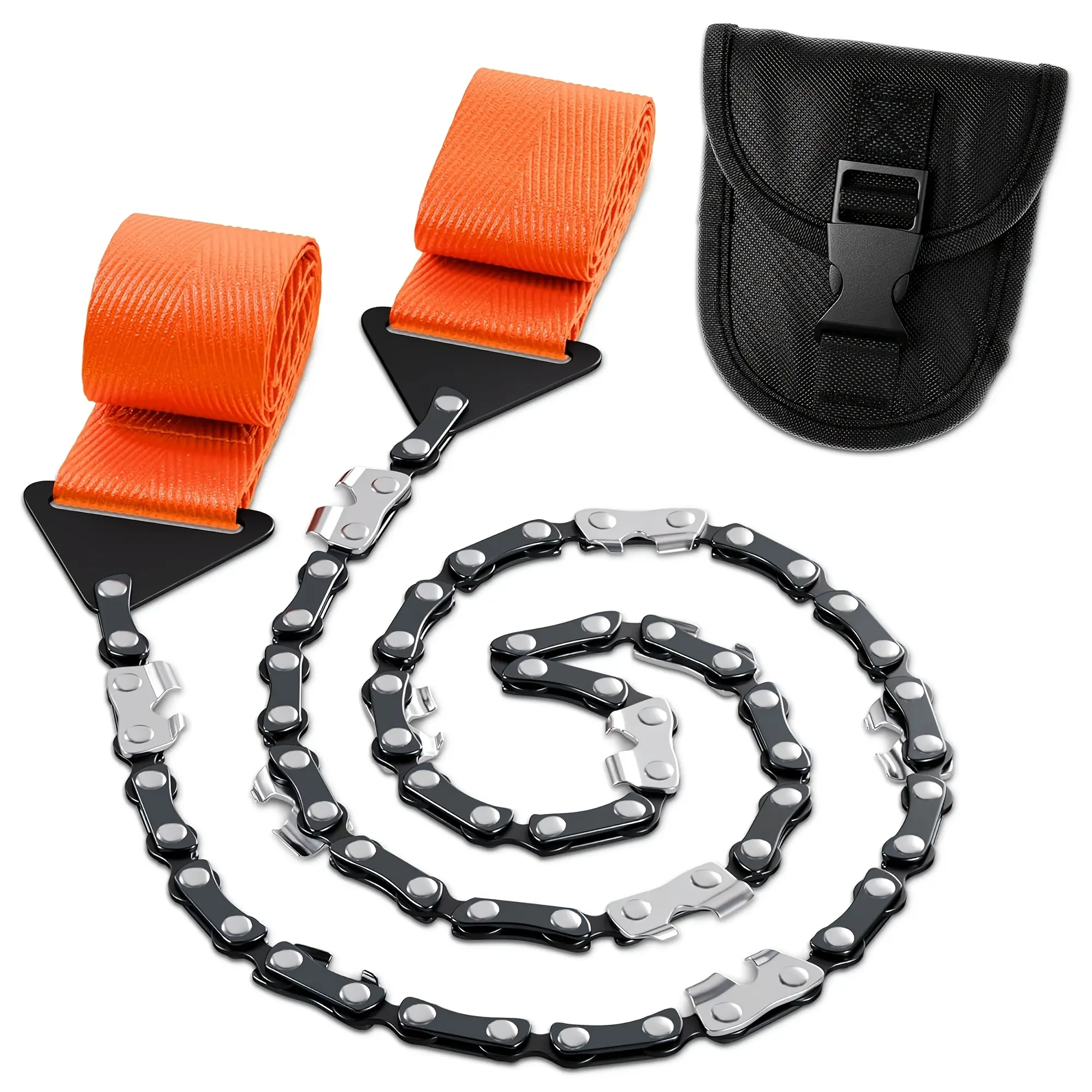 Summerwins Sturdy Pocket Chain Saw - Portable Rope Hand Saw Survival Supplies with Safety Strap, Carrying Pouch, 20-Inch Branch Cutting Capability for Camping, Gardening (No Battery)