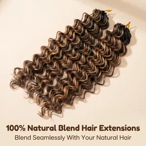 18 Inch Deep Wave Feather Crochet Human Hair Blend Natural No Glue Extensions