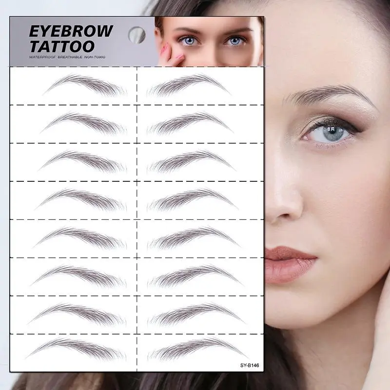 6D Imitation Eyebrow Tattoo Sticker, 1 Count Waterproof Eyebrow Tattoo Sticker, Long Lasting Eyebrow Shaper for Women & Girls, Temporary Tattoo for Makeup, Eyebrow Tattoo Stencil, Stickers Eyebrow