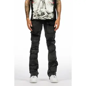 Petrus Grey Stacked Flare Corduroy Pant