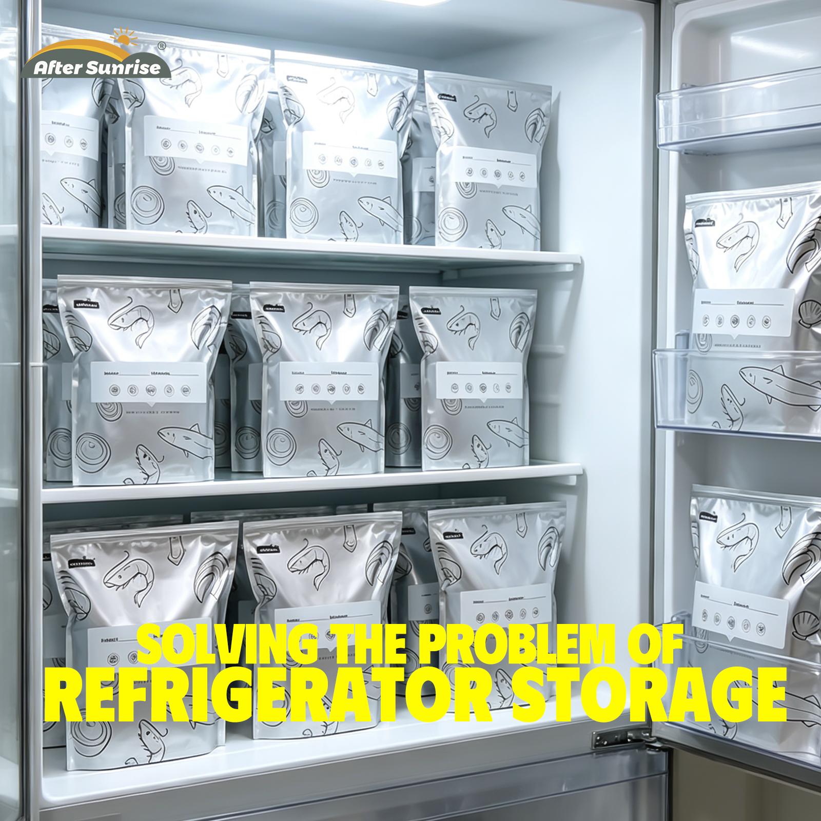 【Refrigerated Food】Reusable Aluminum Foil Sealable Storage Bags, Aftersunrise 2026 New Resealable Vacuum Zipper Pouches for Food, Stand Up Foil Sealable Bags with Label and Zip Lock for Vegetable Fruit Meat