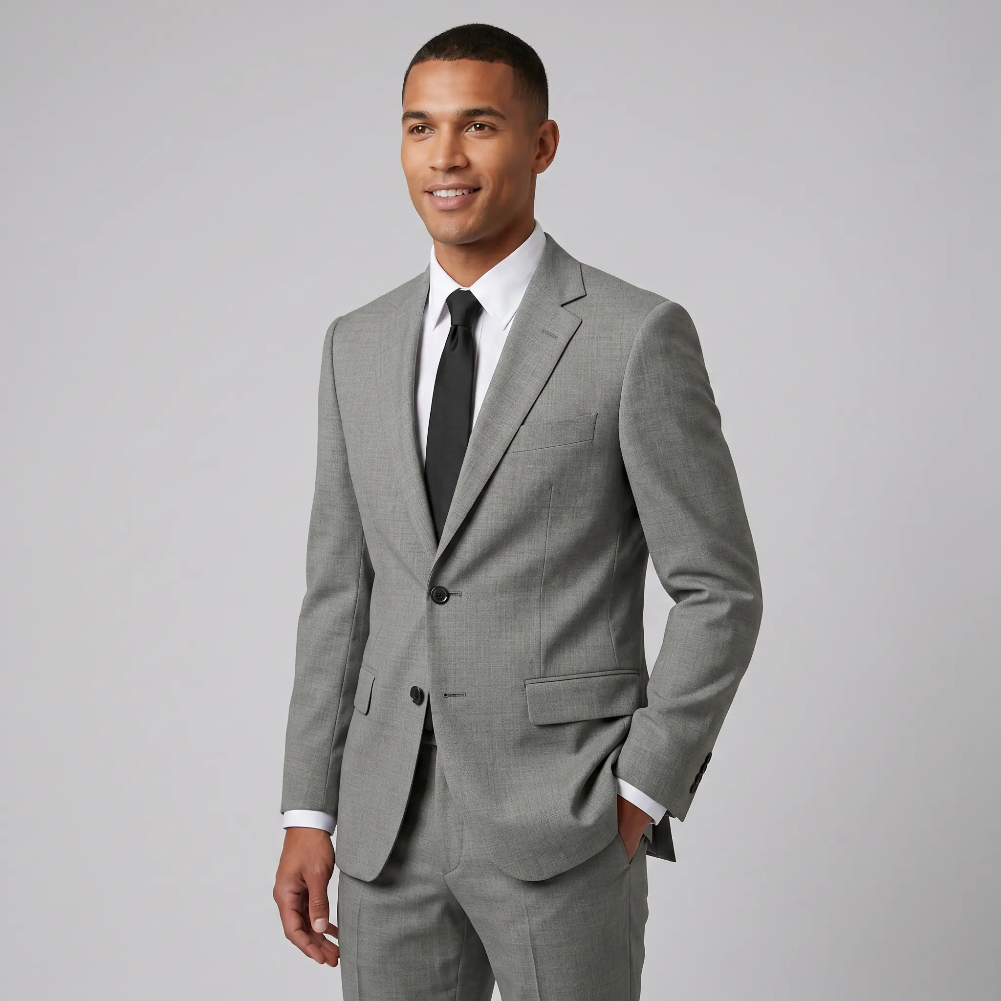 Joseph Michael Men's Stone 3-Piece Slim Fit Vested Sharkskin Suit — Notch Lapel