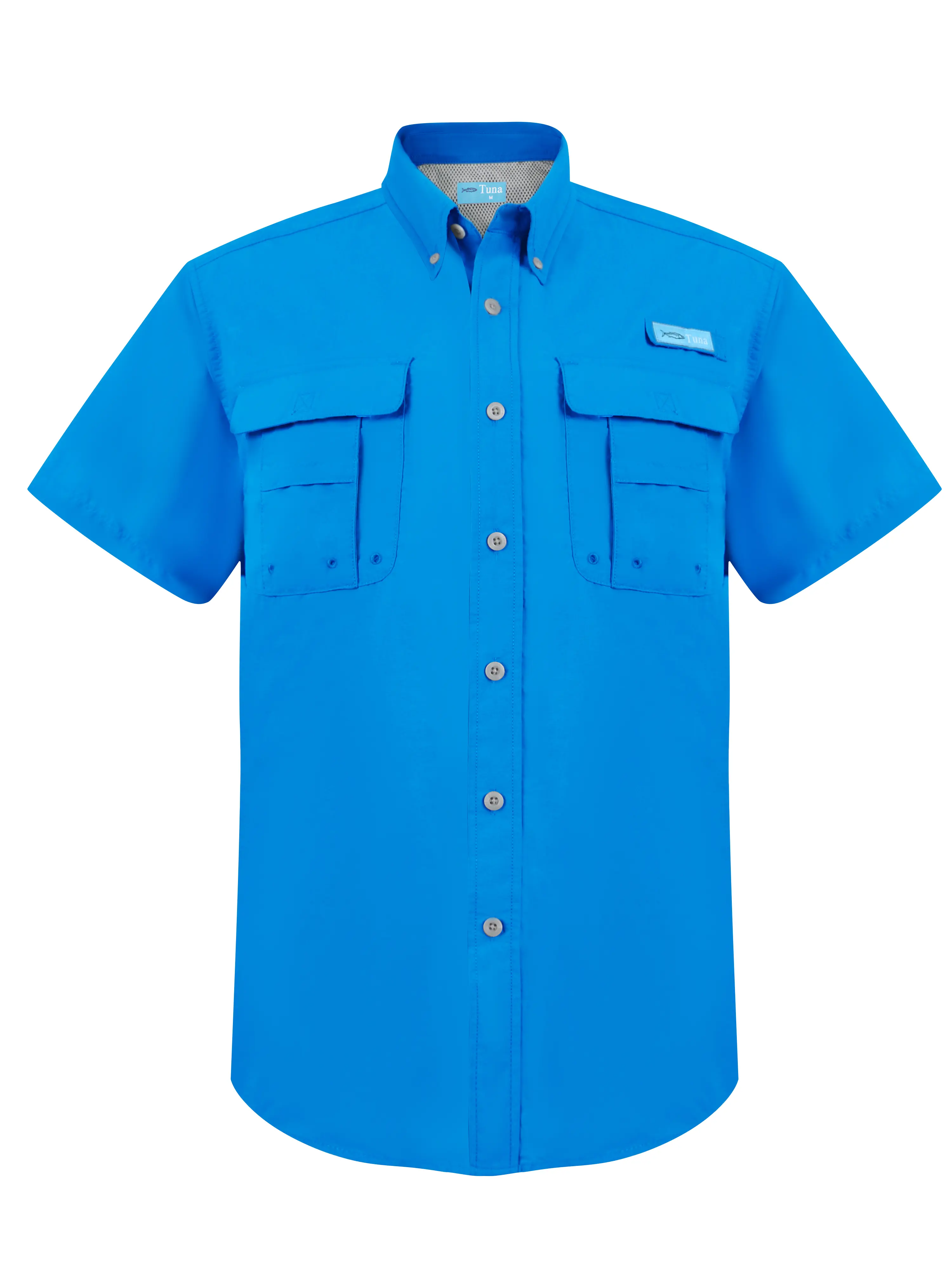 Men’s UPF 50+ Fishing Shirt | Lightweight Quick-Dry Short Sleeve Button-Down, Water-Resistant Sun Protection Outdoor Shirt for Fishing & Camping