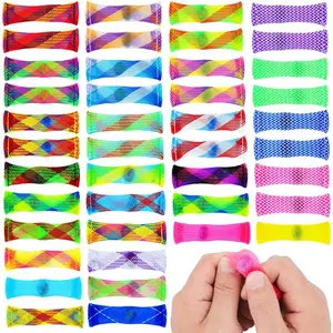 Fidget Toy 42 Pack Mixed Color Marble Mesh Fidget Toys,Stress Relieve Toy,Focus Enhance, Marble and Mesh Fidget Stress Relieve Toy for Adults and Student ADHD ADD Autism Halloween Decorations (42)KDOP