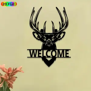 1pc Deer Head Metal Wall Art, Majestic Deer Head Statue Mural, Ideal Gift for New Year, Easter, Outdoor Decor Enthusiasts, Weather-Resistant Metal Wall Decor Wall Sculptures, Perfect for Patio Wall & Garden Fence Outdoor Decor Enthusiasts