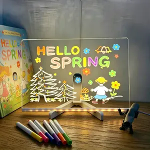 High-End LED Drawing Board with Marker Pen, Stand, Acrylic Dry-Erase Surface for Ages 7+, Graffiti Art, Kids’ Birthday or Christmas Gift, Reusable Light-Up Memo Board Toy