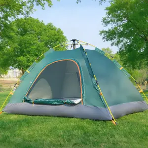 [Automatic Pop-Up Tent] 4-Person Waterproof, Oxford Cloth, Glass Fiber Frame - Portable for Camping, Fishing, Hiking, Mountaineering, Hunting Uv Resistant Canopy camping essentials camping accessories inflatable tent for adults