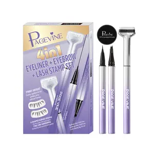 4-in-1 Eyebrow Pencil with Eyeliner and Lower Lash Stamp, Waterproof Smudge-proof Quick Dry Liquid Pen for Natural Hairlike Strokes, Long-lasting Microblading Brow Pencil that Fixes Sparse Brows and Dull, Lifeless Eyes