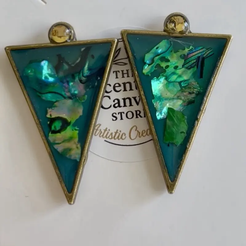 SCS-PRER3-001 Tropical Teal Shell Earrings with Unique Design and Vibrant Colors