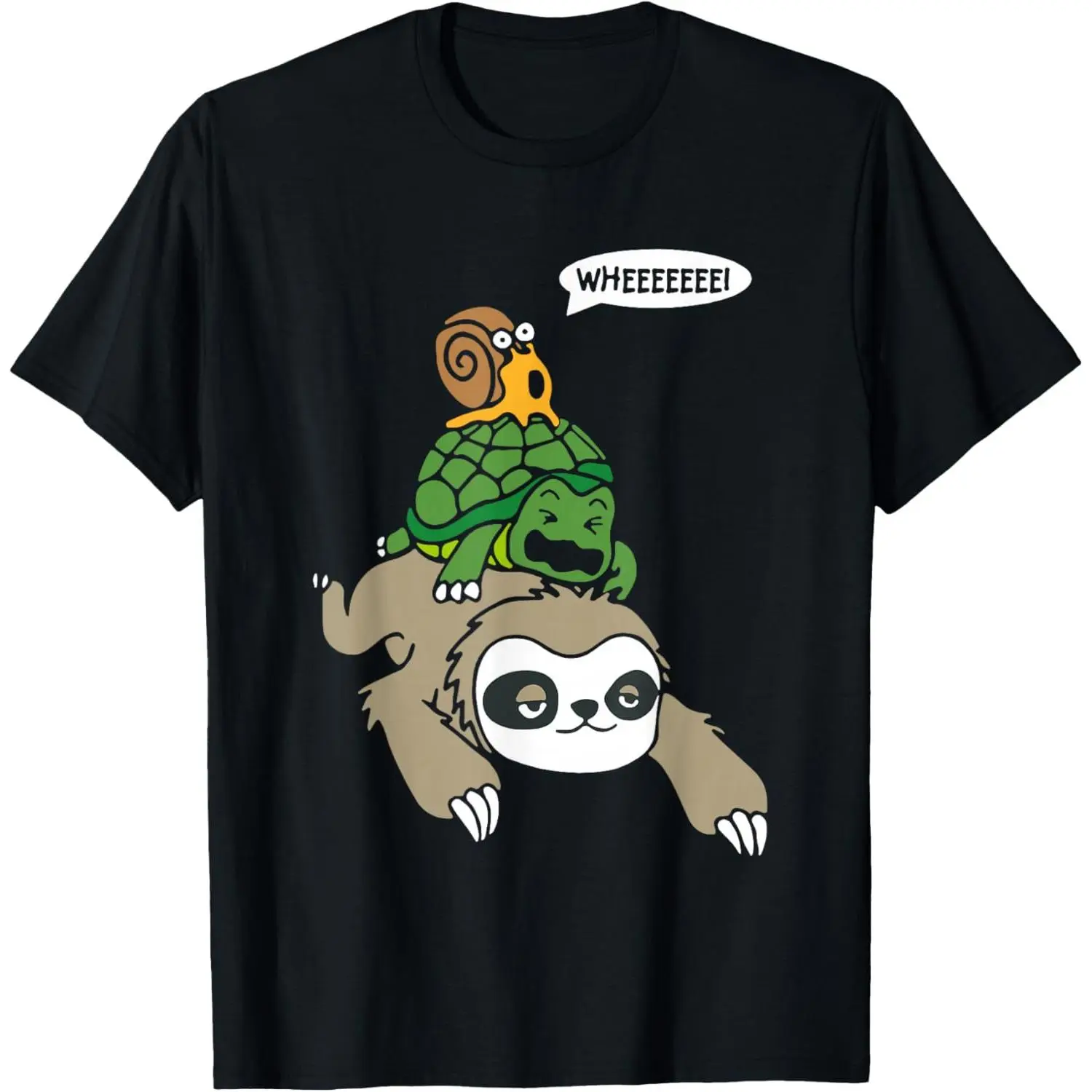 🐨 🐢 🐌 [100% Cotton]Sloth Turtle Snail Piggyback Animal Running Wild T-Shirt