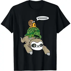 Sloth Turtle Snail Piggyback Animal Running Wild T-Shirt