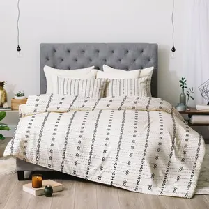 Twin/Twin XL Holli Zollinger French Geometric Stripe Comforter Set Black/White - Deny Designs: Microfiber, Reversible, 300 Thread Count
