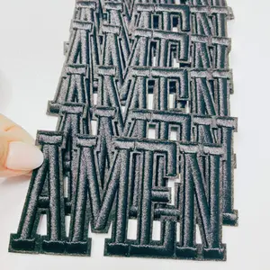4" AMEN in Black -  3D Embroidered Hat Patch
