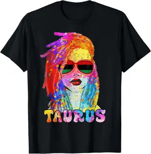 100% Cotton Taurus Loc'd Hair Art Zodiac Birthday Black Woman T-Shirt