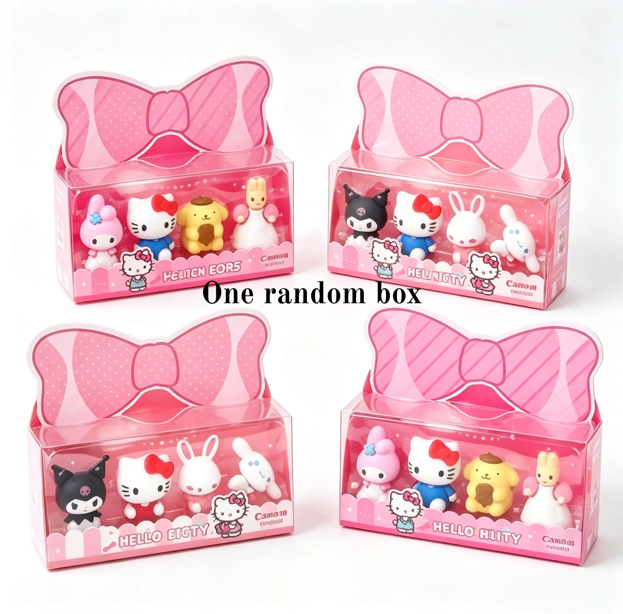 Sanrio Small 3D Figurine Eraser Set, Boxed Multiple Cartoon Character Non-Toxic Rubber Erasers, Portable Kawaii School Stationery, Home Decor Statue, Gift for Girls