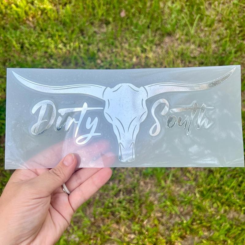 Dirty South Bull Skull Car Window Decal, Tumbler Decal