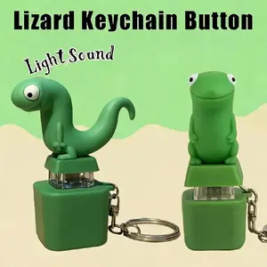 1 Lizard Button Keychain, Lizard Keychain Sound Button, Fun Animal Keychain with Colored Lights, Fun and Portable Tool, Calming Accessory, Focus Aid, Playful Keychain, Novelty Item, Durable Keychain, Lightweight Accessory, Fidget Keychain