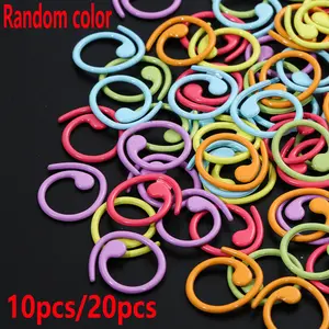 Hook shaped hook and loop crochet colored marking buckle, used for crochet plugs and knitting accessories