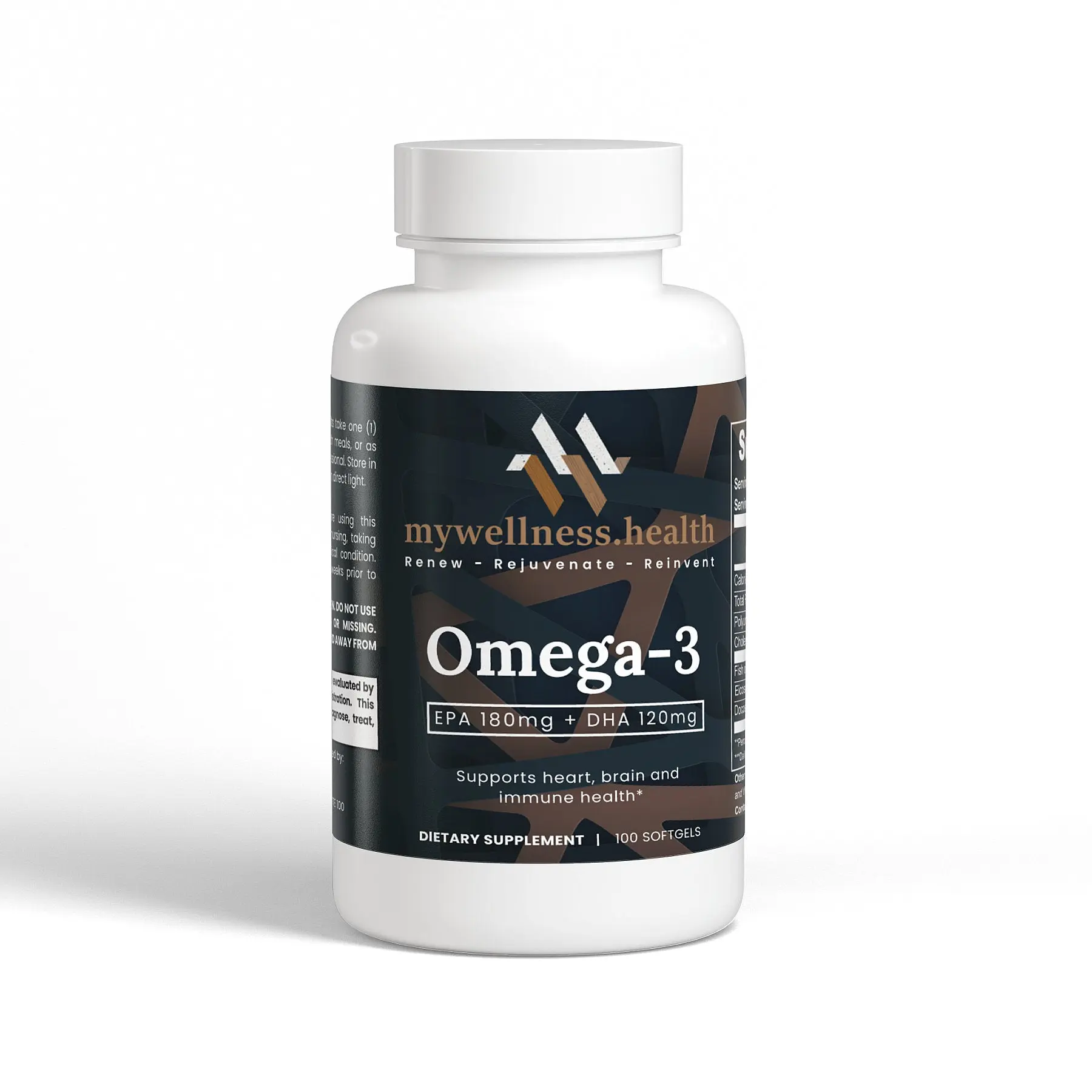 Mywellness.health Omega-3 Plant-Based Formula EPA 180mg DHA 120mg Non-GMO Vegan Softgels USA Made Natural Vitamin Supplement for Heart Brain Immune Health