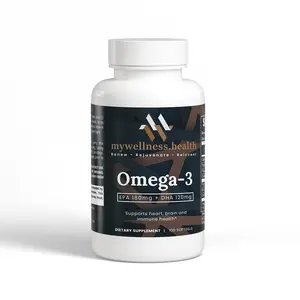 Mywellness.health Omega-3 Plant-Based Formula EPA 180mg DHA 120mg Non-GMO Vegan Softgels USA Made Natural Vitamin Supplement for Heart Brain Immune Health