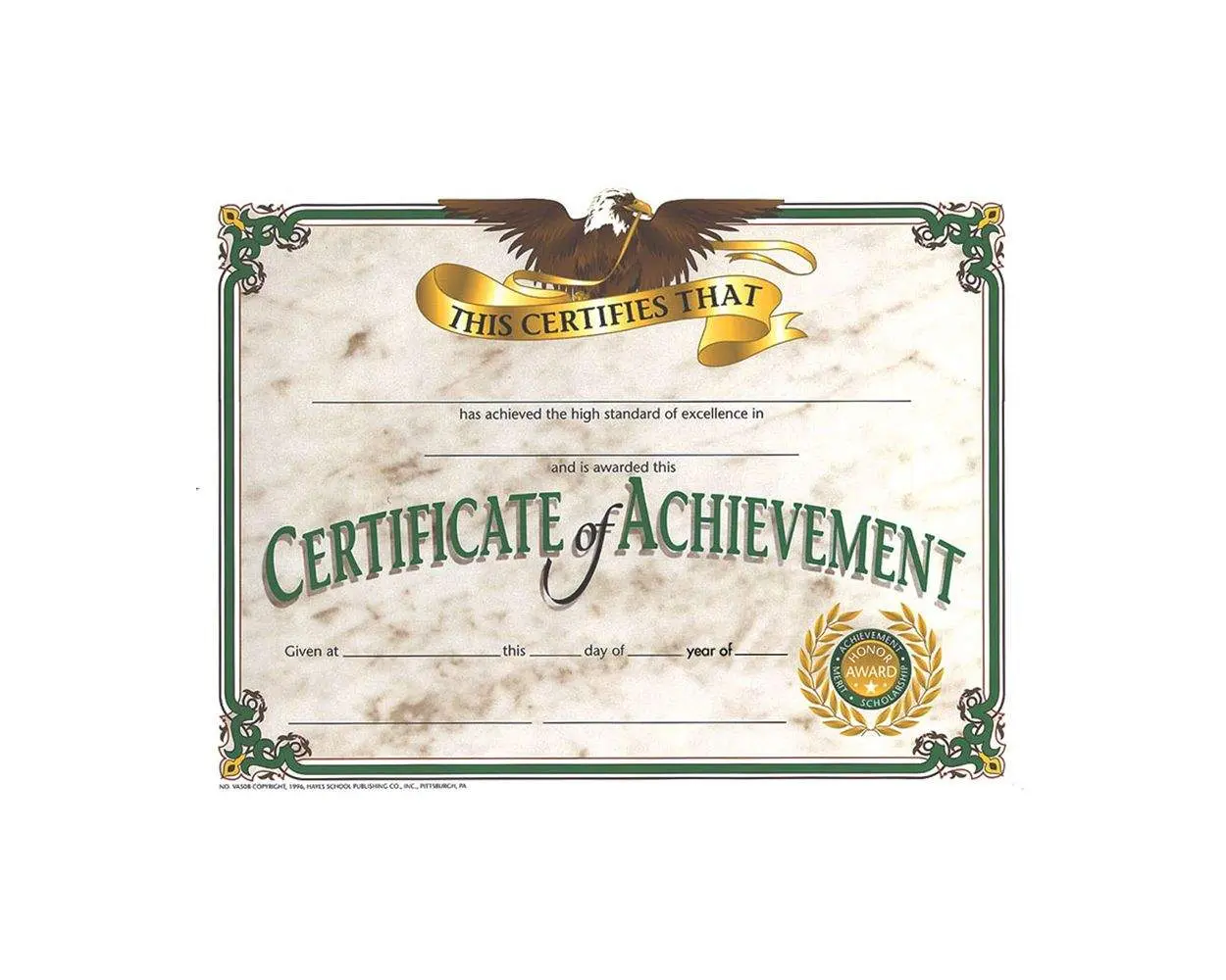 Certificate of Achievement, 8.5" x 11" - Pack of 30