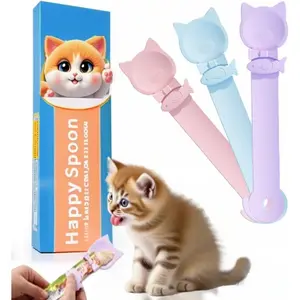3PCS Cat Treat Dispenser,Multi Function Spoon for Churu Lickable Cat Treats,Cat Treat Spoon for Lickable Cat Treats Squeeze up,Food Dispenser Cat Feeder,Cat Food Spoon Big Size