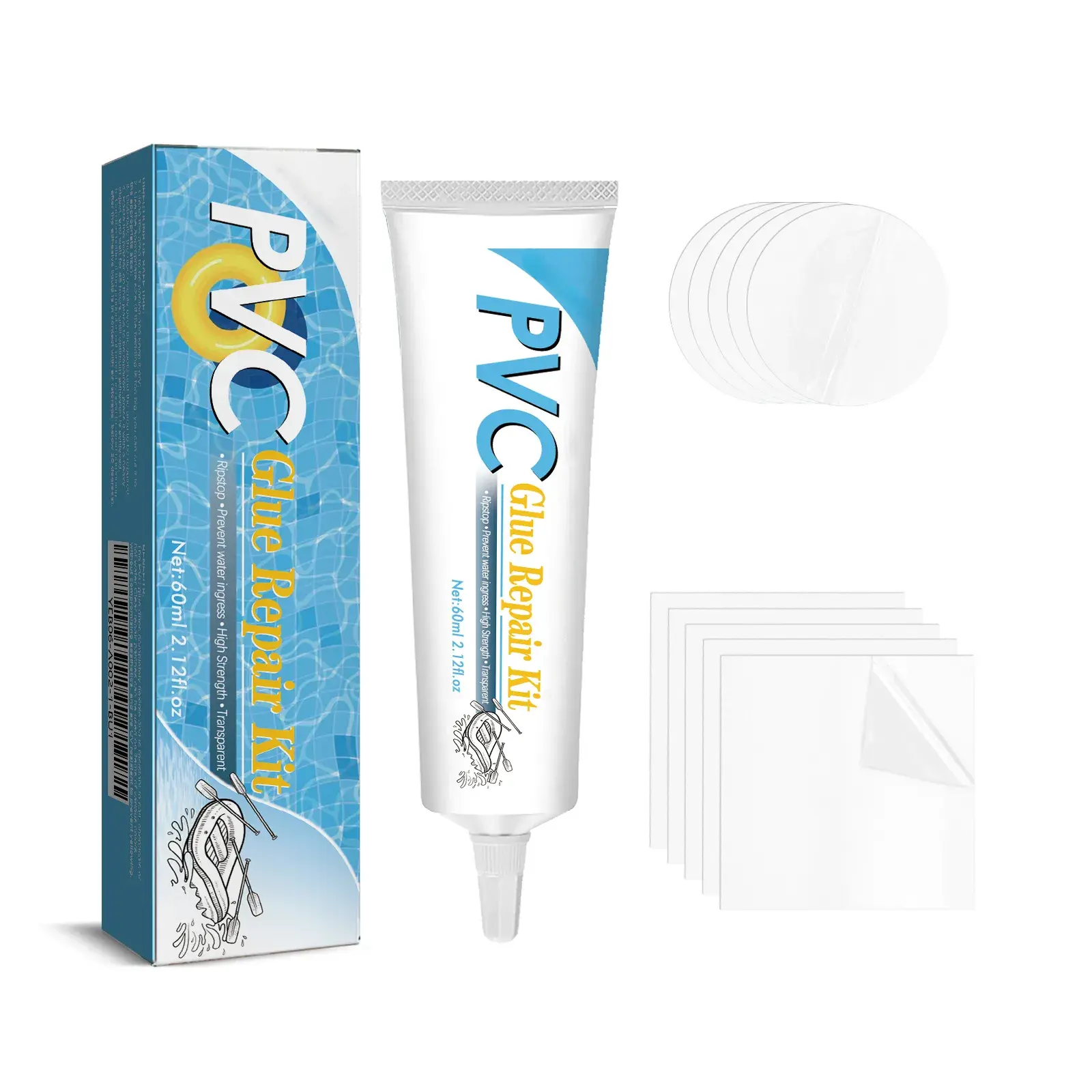 Pool Repair Kit, Swimming Ring Air Cushion Tent Crack Leakage Waterproof Transparent Adhesive Repair Subsidy